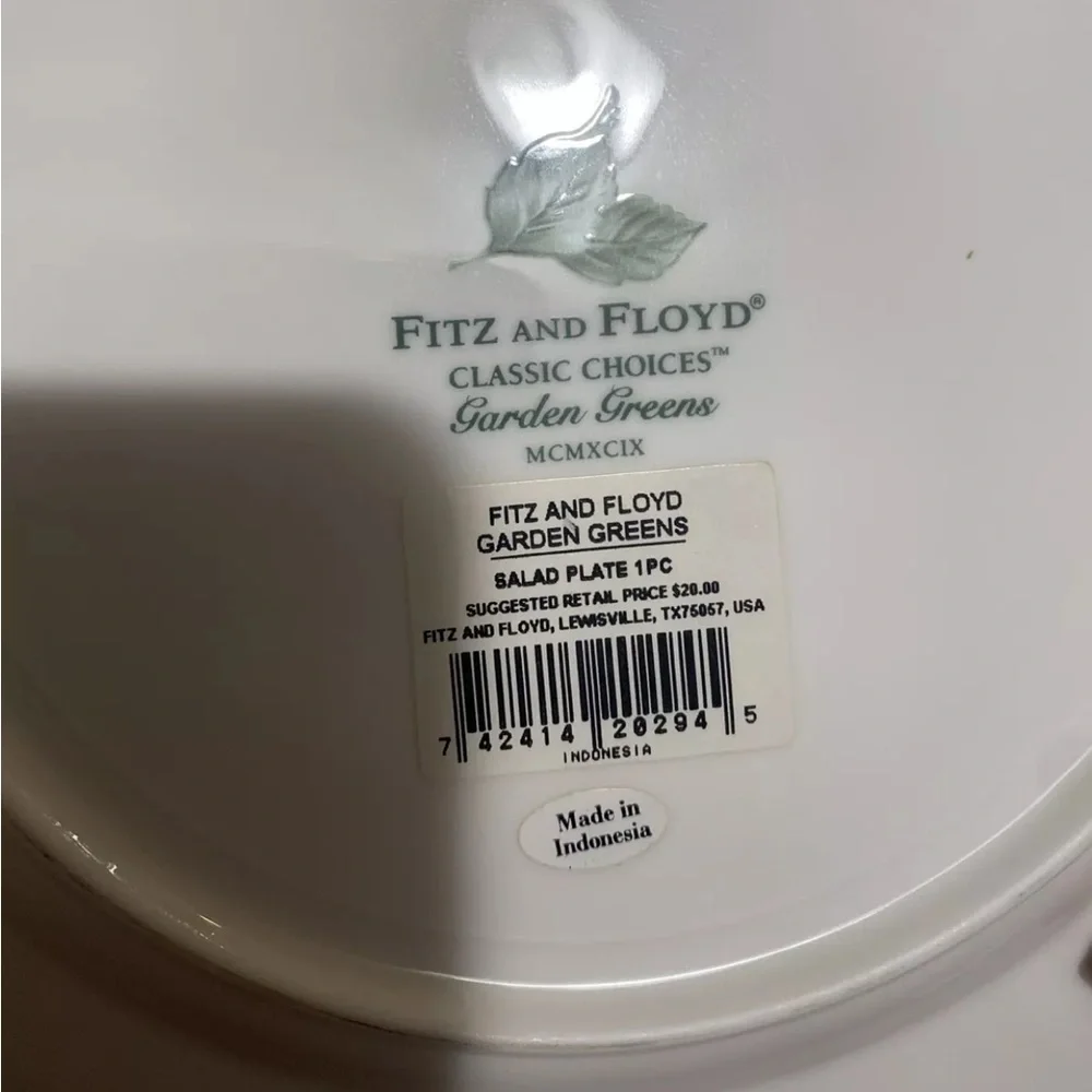 Fitz & Floyd GARDEN GREENS‎ 4 Piece place setting Criss Cross Pattern
